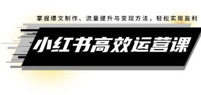 《小红书高效运营课》掌握爆文制作、流量提升与变现方法