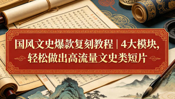 国风文史爆款复刻教程 4大模块，轻松做出高流量文史类短片