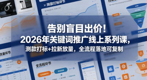 淘宝店铺运营关键词推广测款打标+拉新放量 全流程落地可复制