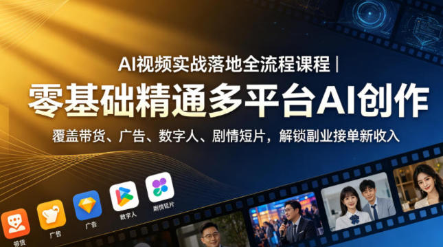 AI视频实战落地全流程课程 零基础精通多